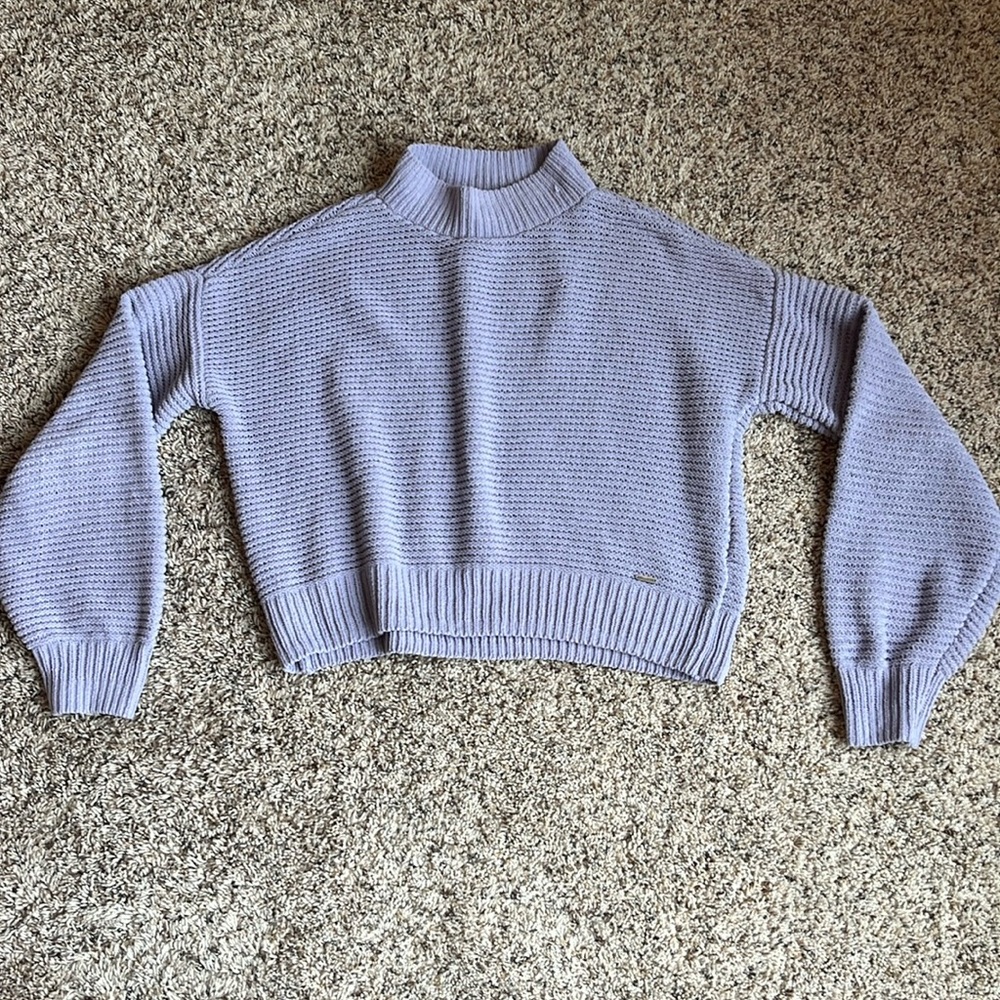 Hollister cropped knit sweater light purple size xs